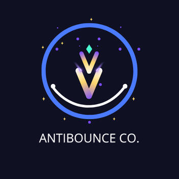 Antibounce Co logo Antibounce Co. logo — a circular badge design with a stylized “V” shaped inbox signal icon in the center, surrounded by a bold dark ring and blue outer ring, representing email precision, protection, and clarity.
